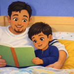 2. Ayah Membacakan Buku Cerita untuk Anak